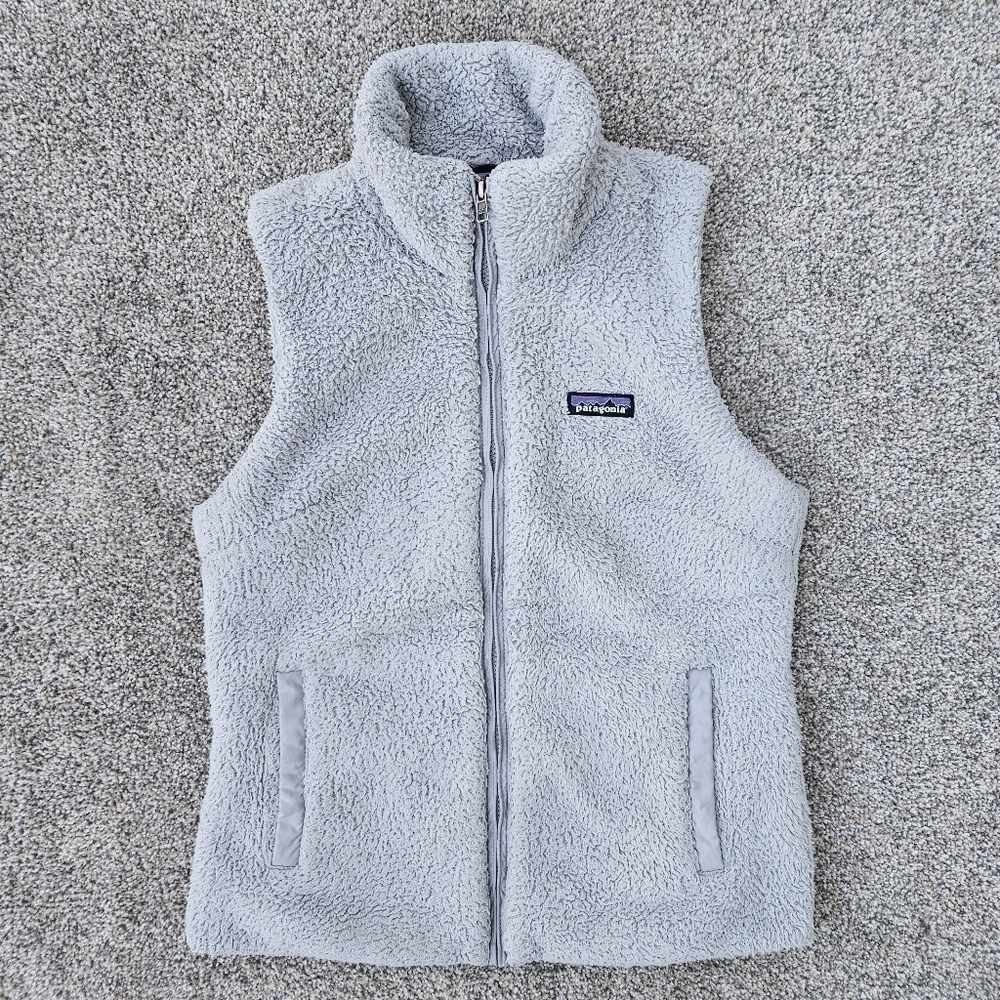 Patagonia Los Gatos Fleece Vest Silver Light Grey Zip Jacket Women's Size Medium
